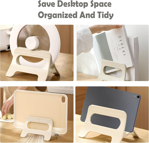 Adjustable Cutting Board Holder and Pot Lid Holder Rack for Countertop or Kitchen Cabinet...