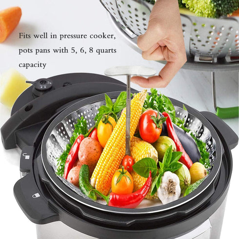 Steamer Basket, Veggie Steamer Basket for Cooking Stainless Steel Folding Vegetable Steamer Insert with Extending Removable Center Handle Expandab...