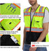Vest Reflective with Pockets and Zipper, High Visibility Mesh ANSI Class 2, Made with 3M Reflective Tape, Yellow and Black Large...
