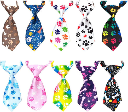PET SHOW 10pcs Pack Paw Small Dog Ties Neckties for Doggies Cats Adjustable Holiday Birthday Grooming Accessories Neck Ties Bowties Girl Boy Festi...