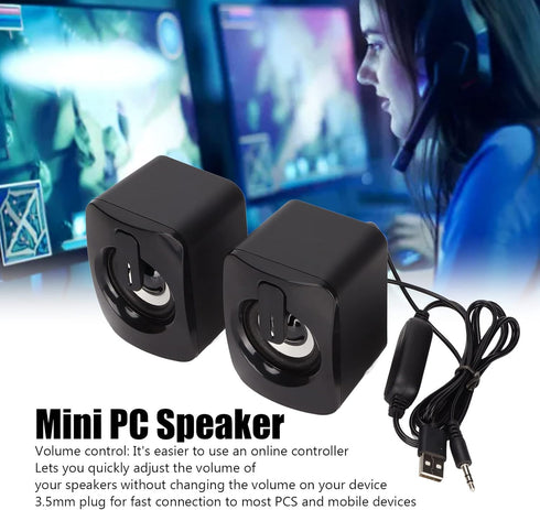 Mini Computer Speaker Stereo Less Distortion USB Powered Wired Small Speaker for for Desktop PC Laptop,Laptop Desktop Gaming Stereo Speaker Comput...