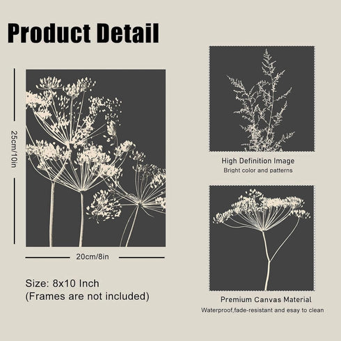 Botanical Wall Art Set of 6, Minimalist Abstract Botanical Prints Leaf Plant Wall Decor Canvas Painting, Boho Farmhouse Floral Botanical Wall Deco...