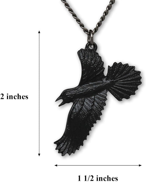 Black Raven Black Crow Gothic Pewter Pendant Necklace...