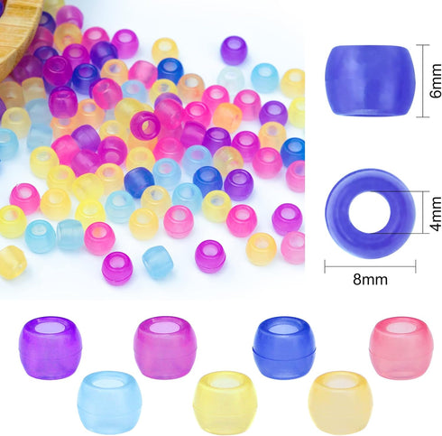 Korlon 1000 Pcs UV Beads, Glow in The Dark Pony Beads for Friendship Bracelets, Necklace Making, 8mm Kandi Hair Bead Sun Sensitive Color Changing ...