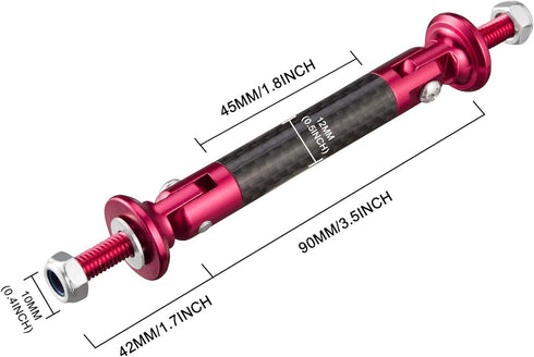 TOMALL 2 Pcs 45mm Car Adjustable Front/Rear Bumper Lip Splitter Support Strut Rod Carbon Fiber Red Universal Auto Bumper Fasteners Lever (Carbon F...