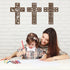 Yookeer 3 Pcs Wooden Cross Wall Decor Cross Hanging Handmade Antique Religious Brown Wooden Home Decorations Hand Carved Wall Decor for Living Roo...