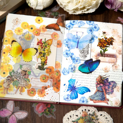 Aesthetic Fairy Journaling Scrapbook Stickers, 40pcs Waterproof Transparent PET Junk Journal Decals, Scrapbooking Supplies Kit for Laptop, Phone C...