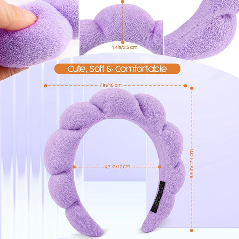 Spa Headband Face Wash Bubble Skincare Set, Makeup Skin Care Hair Accessories For Women, Sponge Puffy Grwm Get Ready Hair Band, Self Care Gifts Fo...