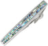 Classic Rhodium Plated Two Line Abalone Tie Clip With Box Abalone Stripe Tie Bar...
