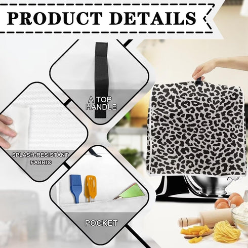 Black White Leopard L Size Mixer Cover Kitchen Bowl Cover Waterproof Dustproof Anti-Sputtering Compatible with 5-8 Qt Bowl-Lift Stand Mixer Kitche...