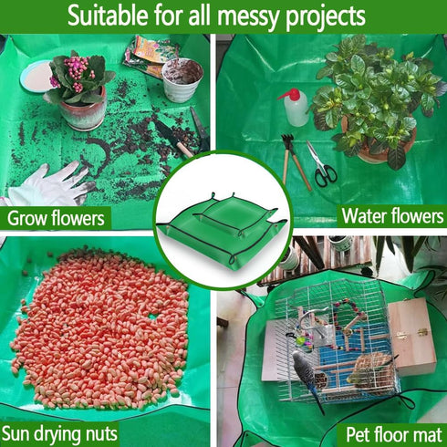 Plant Repotting Mat for Plants, Foldable Indoor Succulent Potting Tray, Portable Gardening Transplanting Mats - Size Included 26.8" x 26.8" and 39...