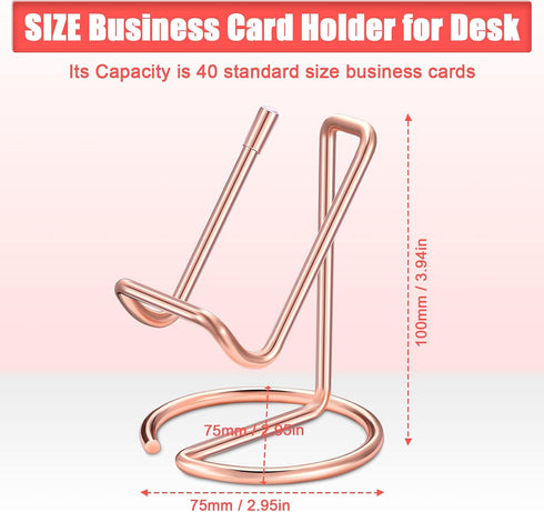 2 Pieces Metal Business Card Holder for Desk, Cell Phone Stand, Elegant Line Business Card Display Holder Stand, Office Desktop Business Name Card...