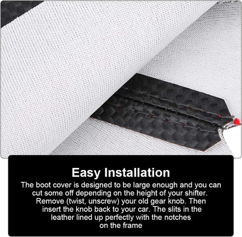 Auto/Manual Gaiter Boot Cover Gear Shift Knob Cover, Universal PU Leather Gear Shifter Knob Dust Cover Boot Gear Gaiter Cover Black Bright Red Sti...