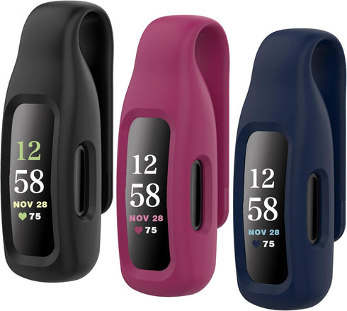 HSWAI 3-Pack Clips Replacement for Fitbit Inspire 2/Fitbit Inspire 3, Soft Comfortable Silicone Clip 360°Protection Holder Accessory Compatible wi...