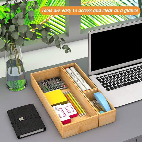 Bathroom Vanity Tray Organizer Bamboo, Small Wood Tray for Bathroom Counter Kicthen Drawer, Rectangular Toilet Paper Storage Basket Box, Guest Sin...