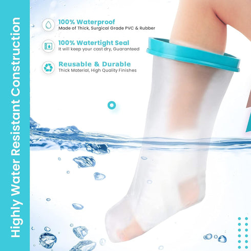100% Waterproof Adult Cast Covers for Shower Leg, Resuable 28" Long,Easy to wear, Cast shower cover leg,foot bag for showering, post surgery water...