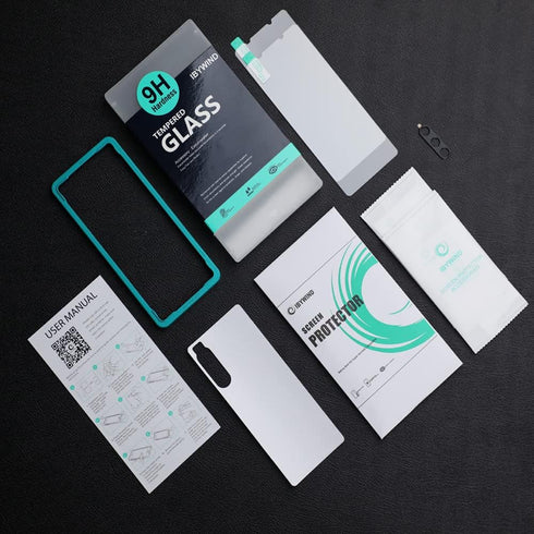 Ibywind Screen Protector For Sony Xperia 5 IV 5G(6.1 Inches),with 2Pcs Tempered Glass,1Pc Camera Lens Protector,1Pc Backing Carbon Fiber Film[Fing...