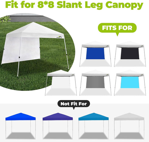 Canopy Sidewall 8 * 8 ft, Slant Leg Sunwall with 210D Oxford Cloth, UV Protection and Waterproof, Suits Pop-up Tent/Instant Canopy/Commercial Cano...