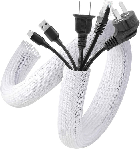 AGPTEK Cable Management Sleeve Cover, 20ft - 1 inch Cord Management System for Desk PC TV Computer Projector Wires Protection and Organization, Ho...