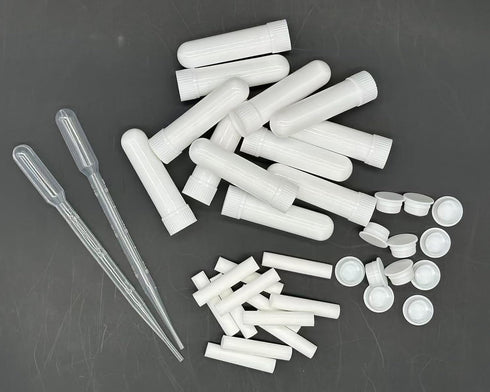 12 Sets Essential Oil Aromatherapy Tubes Inhaler Sticks Blank Nasal Inhalers(12 Complete Sticks) + 2 Polyethylene Pipette Droppers...