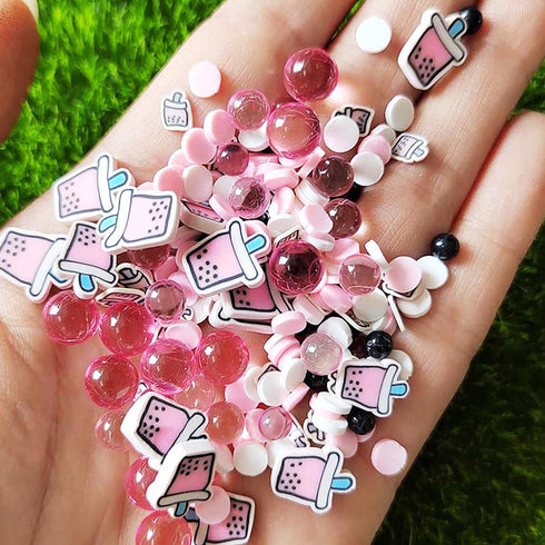 Pink Bubble Tea Pearls,Polymer Clay Sprinkle Mix (NOT EDIBLE)...