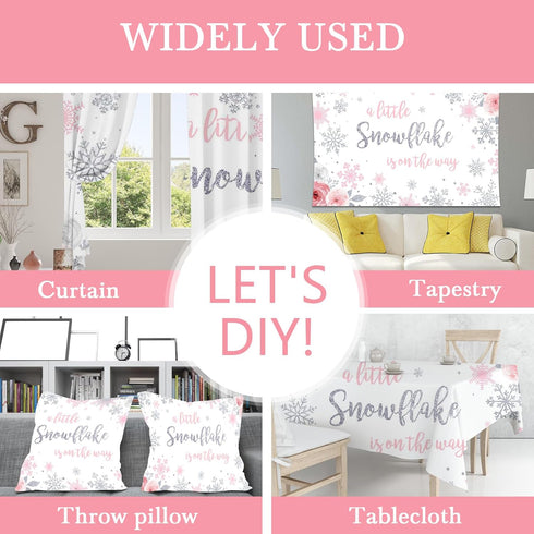 Mocsicka Snowflake Baby Shower Backdrop - Winter Wonderland Photography Background - Pink & Silver Snowflakes - 7x5ft (82x60 inch)...