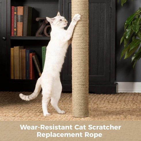 Cat Scratcher Replacement Rope, 33FT Natural Hemp Rope, 1/6" Thickness DIY Hemp Rope for Handicrafts, Cat Tower Repair Rope Cat Tree Rope Replacem...