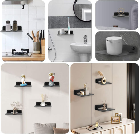 WISDING Small Floating Shelves, 6'' Wall Metal Speaker Mount Shelves for Bluetooth Speaker, Webcam, Cell Phones, Mesh Router, Toy Display Shelf Sp...