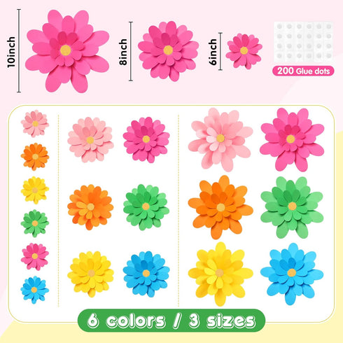 18 Pcs Paper Flowers Decorations for Wall DIY Paper Flower Bulletin Board 3D Fiesta Paper Floral Backdrop Decoration for Photo Backdrop Classroom ...