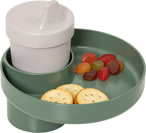 Travel Tray Round, USA Made Easily Convert Your existing Cup Holder to a Tray and Cup Holder for use in a Car Seat, Booster, Stroller, Golf Cart a...