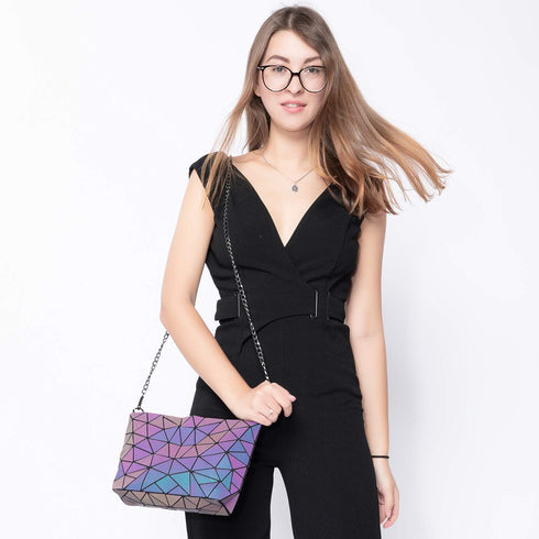 LOVEVOOK Geometric Luminous Purses and Handbags for Women Holographic Reflective Crossbody Bag Wallet...