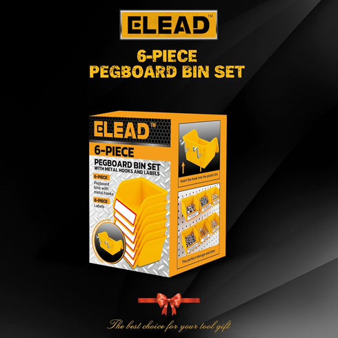 Pegboard Bins Organizer Set 6-Pack - Durable Storage Tray for Screws, Nuts, Bolts, Hardware, Crafts, Accessories | Fits Standard Pegboards | With ...