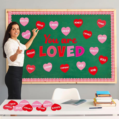 You are Loved Valentine's Day Bulletin Board Valentine's Day Cutouts with Motivational Positive Sayings Bulletin Cardboar for Classroom School Nur...