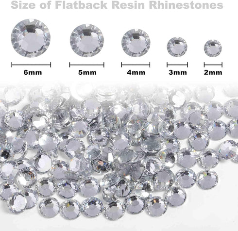 Resin Rhinestones Kit for Crafts,8400 pcs Crystal Flatback Rhinestones Mixed 5 Sizes 2mm-6mm with B7000 Glue Tweezers and Wax Pencil for Fabric Tu...