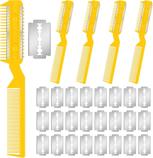 5 Pieces Razor Comb for Dogs Hair Grooming Trimmer Comb for Pet Razor Comb with 25 Extra Blades Manual Dog Hair Trimmer Comb Double Edge Razor for...