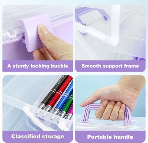 Tackle Box Organizers and Storage,10inch Craft Organizers and Storage,Three-Layer Sewing Box With 2 Trays,Medicine Storage Box With Handle For Nai...