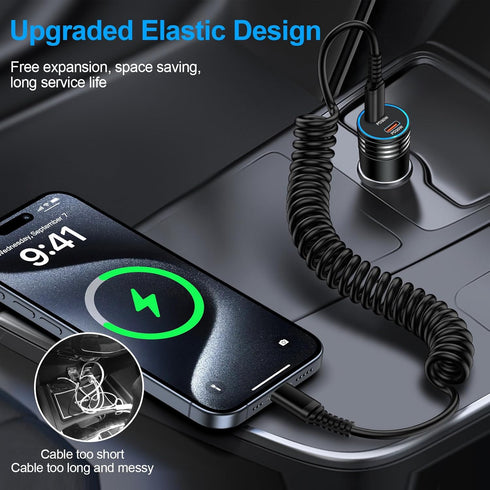 USB C to USB C Cable 3ft Coiled USB C Charger Cable for Car Type C Fast Charging Cable for iPhone 15/15 Pro/15 Pro Max/15 Plus, Samsung Galaxy S24...