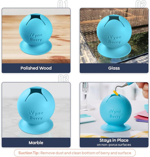 iVyne Berry and Silicone Weeding Tools - Suction Vinyl Weeder, Craft Tweezer, Scrap Collector Holder, Storage for Cricut, Silhouette Accessories -...