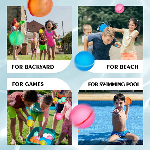 4Pcs Reusable Water Balloons Refillable Water Balloons Quick Fill Self-Sealing Soft Silicone Water Bombs Splash Balls for Fun Outdoor Water Fight ...