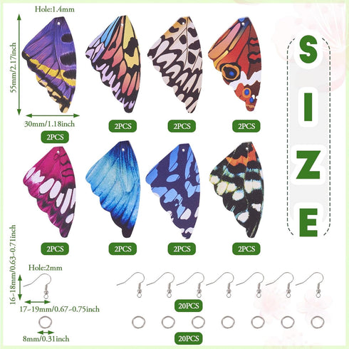 Beadthoven 56pcs Faux Leather Earrings Making Kit for Beginners, Double Sided Butterfly Wing Printed Fabric Earring Pieces with Earring Hooks Jump...