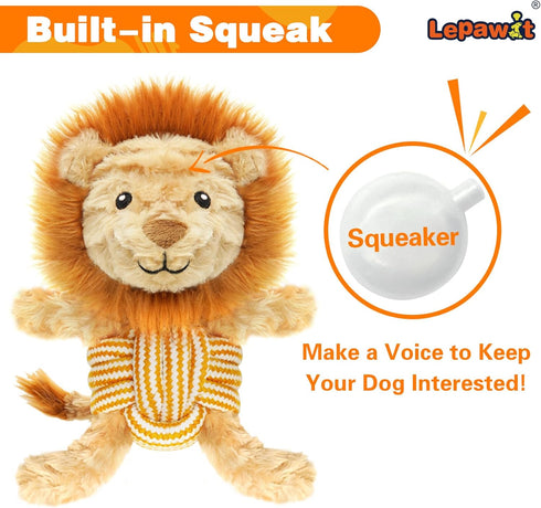 Squeaky Dog Toys, Cute Lionet with Rope for Teething, Sturdy Dog Chew Toys for Small and Medium Dogs...