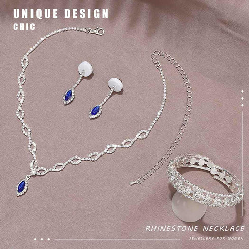 Rhinestone Jewelry Set Bridal Jewelry Sets Silver Prom Jewelry Sets Sparkly Wedding Necklace Jewelry Accessories for Women...