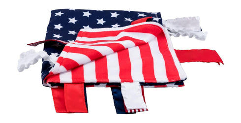 Baby Sensory, Security & Teething Closed Ribbon Tag Lovey Blanket with Minky Dot Fabric: 14”X18” (American Flag)...