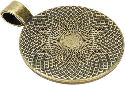 Semetall 80pcs Pendant Trays Kit,40pcs 25mm Blank Pendant Trays with 40pcs Glass Cabochon for Photo Pendant DIY Crafts Jewelry Making (Bronze)...