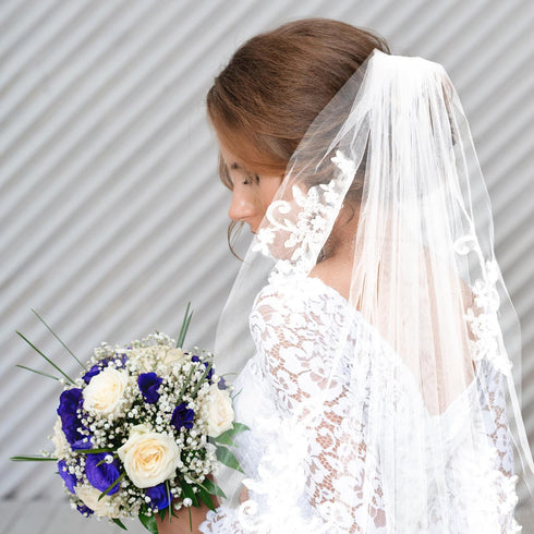 Wedding Veil Comb Elegent Lace Appliques Wedding Veil Crystal Beaded With Comb, White Headpiece Bridal Shower, Bridesmaid Favors...