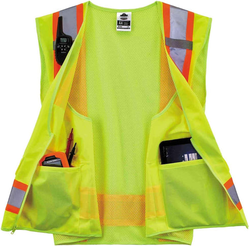 Ergodyne Unisex Two-tone Class 2 Two Tone Surveyors Vest, Lime, Small-Medium US...