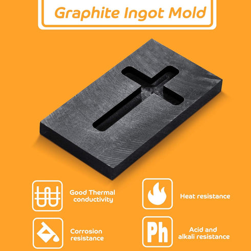Skyley Cross Graphite Casting Ingot Mold Metal Refining Scrap Melting Casting Mould for Gold Silver Metal...