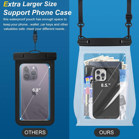 Large Waterproof Phone Pouch Floating, Waterproof Phone Case for iPhone 15 14 Pro Max 13 12 Plus 11 XS XR X Samsung up to 8.5'', IPX8 Water Proof ...
