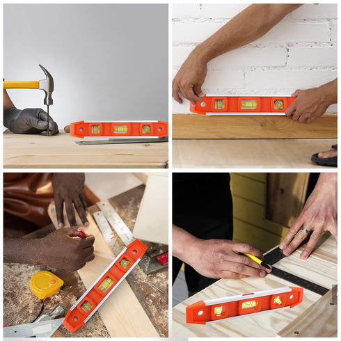 Rafter Square and Torpedo Level Set,Carpentry Squares, Magnetic Leveler Tool with Different Bubbles/45°/90°/180°Measuring Woodworking Square,Alumi...