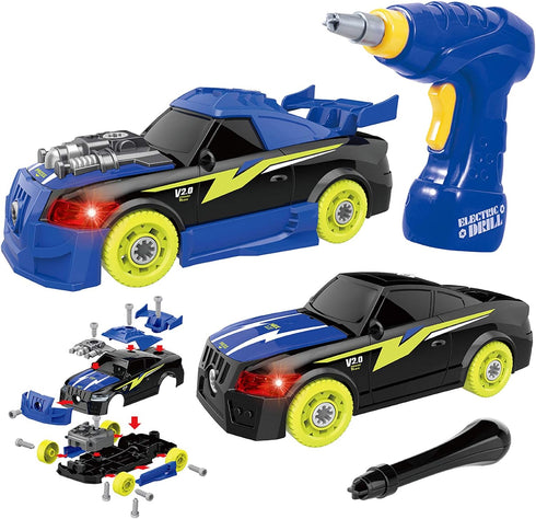 GILOBABY 26 Pieces Take Apart Toys for Boys, Racing Car with Electric Drill, Sounds & Lights, Building Stem Toys for Kids, Gifts for 3 4 5 Year Ol...